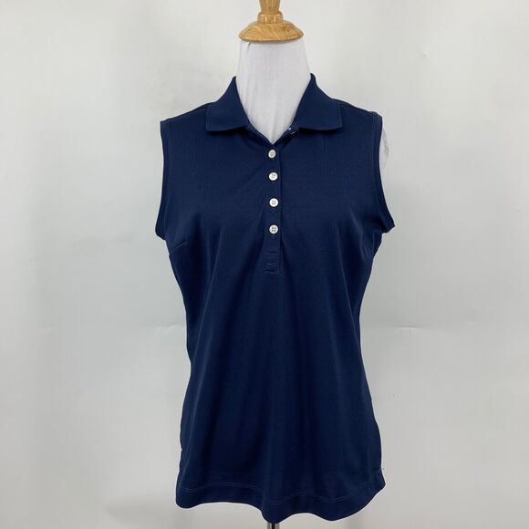 Nike Golf Shirt Women M Medium Dri Fit Sleeveless Performance 1/4 Button Polo - Picture 2 of 12
